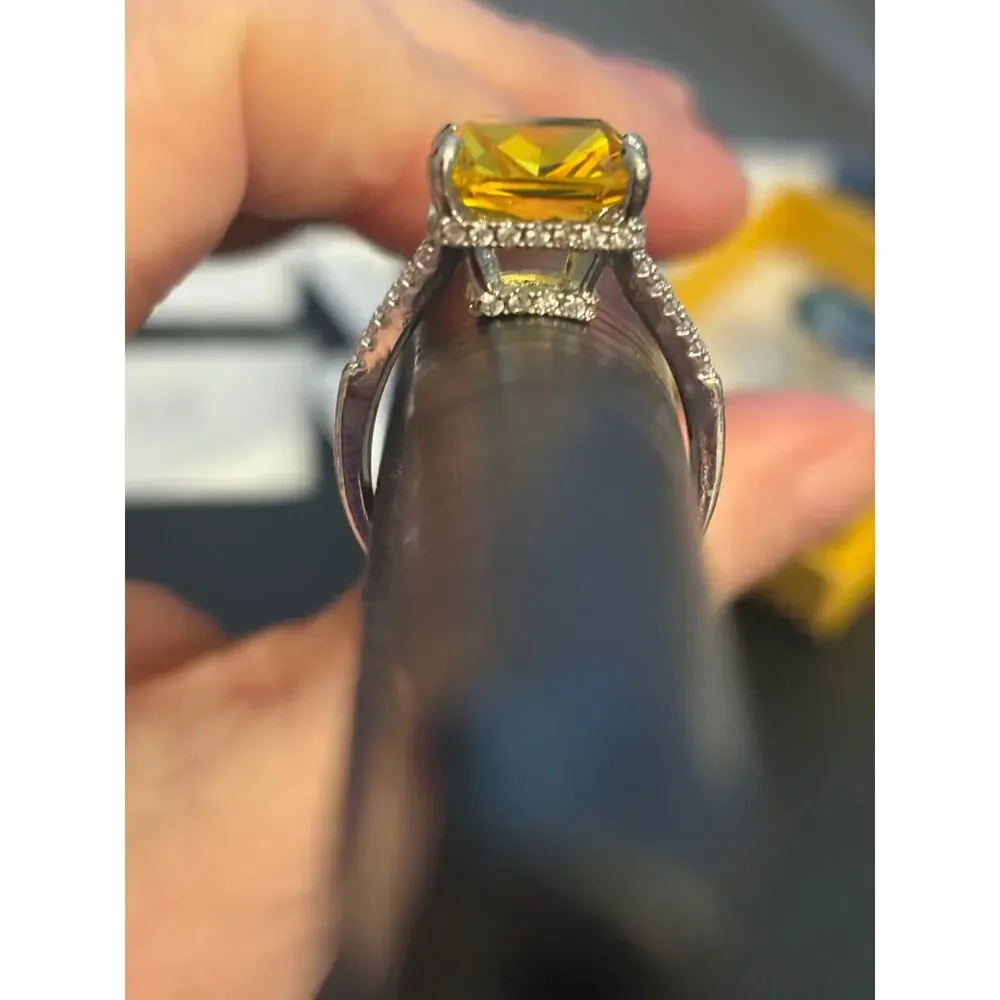 NIB Yellow Crystal Statement Ring Size 7.5